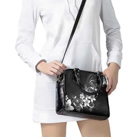 Hawaii Honu Shoulder Handbag Polynesian Curves Plumeria Grayscale - Polynesian Pride