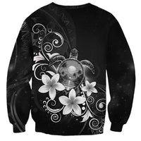 Hawaii Honu Sweatshirt Polynesian Curves Plumeria Grayscale - Polynesian Pride