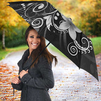 Hawaii Honu Umbrella Polynesian Curves Plumeria Grayscale - Polynesian Pride