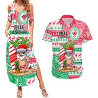 Hawaii Christmas Couples Matching Summer Maxi Dress and Hawaiian Shirt Santa Claus Surf Mele Kalikimaka LT05 Red - Polynesian Pride
