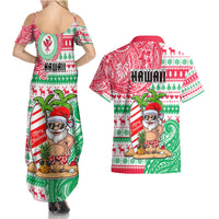 Hawaii Christmas Couples Matching Summer Maxi Dress and Hawaiian Shirt Santa Claus Surf Mele Kalikimaka LT05 - Polynesian Pride