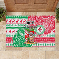 Hawaii Christmas Rubber Doormat Santa Claus Surf Mele Kalikimaka LT05 - Polynesian Pride