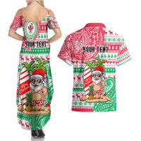 Personalized Hawaii Christmas Couples Matching Summer Maxi Dress and Hawaiian Shirt Santa Claus Surf Mele Kalikimaka LT05 - Polynesian Pride