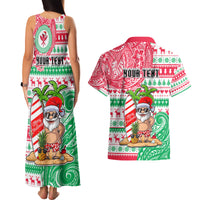 Personalized Hawaii Christmas Couples Matching Tank Maxi Dress and Hawaiian Shirt Santa Claus Surf Mele Kalikimaka LT05 - Polynesian Pride