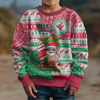 Personalised Hawaii Christmas Kid Ugly Christmas Sweater Santa Claus Surf Mele Kalikimaka LT05 - Polynesian Pride