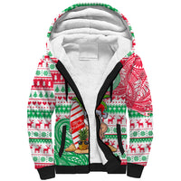 Personalized Hawaii Christmas Sherpa Hoodie Santa Claus Surf Mele Kalikimaka LT05 Unisex Red - Polynesian Pride