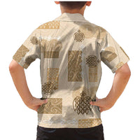 Vintage Lapita Family Matching Mermaid Dress and Hawaiian Shirt Iconic Double Face Pattern Beige