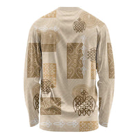 Vintage Lapita Long Sleeve Shirt Iconic Double Face Pattern Beige
