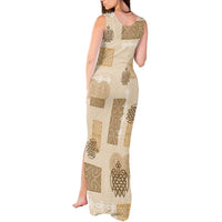 Vintage Lapita Tank Maxi Dress Iconic Double Face Pattern Beige