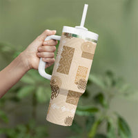 Vintage Lapita Tumbler With Handle Iconic Double Face Pattern Beige
