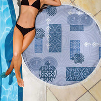 Vintage Lapita Beach Blanket Iconic Double Face Pattern Blue