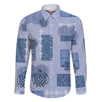 Vintage Lapita Family Matching Mermaid Dress and Hawaiian Shirt Iconic Double Face Pattern Blue