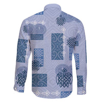 Vintage Lapita Family Matching Mermaid Dress and Hawaiian Shirt Iconic Double Face Pattern Blue