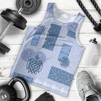Vintage Lapita Men Tank Top Iconic Double Face Pattern Blue
