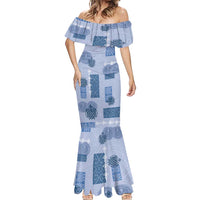 Vintage Lapita Mermaid Dress Iconic Double Face Pattern Blue