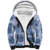 Vintage Lapita Sherpa Hoodie Iconic Double Face Pattern Blue