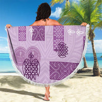 Vintage Lapita Beach Blanket Iconic Double Face Pattern Violet