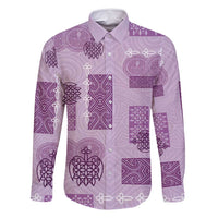 Vintage Lapita Family Matching Mermaid Dress and Hawaiian Shirt Iconic Double Face Pattern Violet