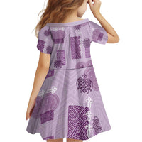 Vintage Lapita Family Matching Short Sleeve Bodycon Dress and Hawaiian Shirt Iconic Double Face Pattern Violet