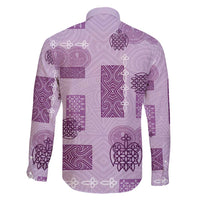 Vintage Lapita Family Matching Short Sleeve Bodycon Dress and Hawaiian Shirt Iconic Double Face Pattern Violet