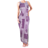 Vintage Lapita Family Matching Tank Maxi Dress and Hawaiian Shirt Iconic Double Face Pattern Violet