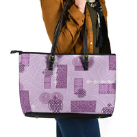 Vintage Lapita Leather Tote Bag Iconic Double Face Pattern Violet