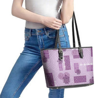 Vintage Lapita Leather Tote Bag Iconic Double Face Pattern Violet