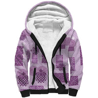 Vintage Lapita Sherpa Hoodie Iconic Double Face Pattern Violet
