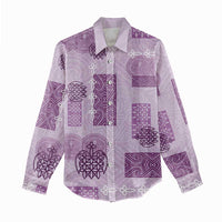 Vintage Lapita Women Casual Shirt Iconic Double Face Pattern Violet