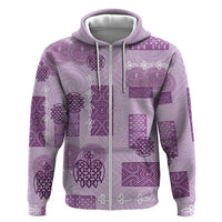 Vintage Lapita Zip Hoodie Iconic Double Face Pattern Violet LT05 Zip Hoodie Violet - Polynesian Pride