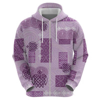 Vintage Lapita Zip Hoodie Iconic Double Face Pattern Violet LT05 - Polynesian Pride