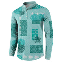 Vintage Lapita Button Sweatshirt Iconic Double Face Pattern Turquoise LT05