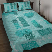 Vintage Lapita Quilt Bed Set Iconic Double Face Pattern Turquoise