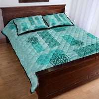 Vintage Lapita Quilt Bed Set Iconic Double Face Pattern Turquoise