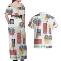 Vintage Lapita Couples Matching Off Shoulder Maxi Dress and Hawaiian Shirt Iconic Double Face Pattern