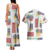 Vintage Lapita Couples Matching Tank Maxi Dress and Hawaiian Shirt Iconic Double Face Pattern