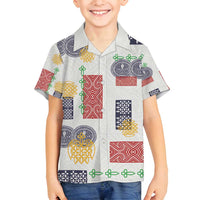 Vintage Lapita Family Matching Off Shoulder Short Dress and Hawaiian Shirt Iconic Double Face Pattern