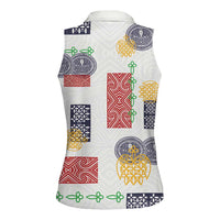 Vintage Lapita Women Sleeveless Polo Shirt Iconic Double Face Pattern