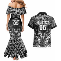 Custom New Zealand Fishing Couples Matching Mermaid Dress and Hawaiian Shirt Aotearoa Maori Koru - Polynesian Pride