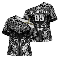 Custom New Zealand Fishing Cross Shoulder Shirt Aotearoa Maori Koru LT05 - Polynesian Pride