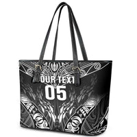 Custom New Zealand Fishing Leather Tote Bag Aotearoa Maori Koru - Polynesian Pride