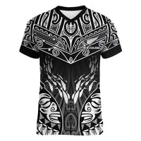 Custom New Zealand Fishing Women V-Neck T-Shirt Aotearoa Maori Koru - Polynesian Pride