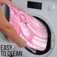 Memorial Pink Breast Cancer Awareness Bathroom Set Plumeria Floral Tribal Pattern - Polynesian Pride