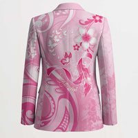 Personalised Memorial Pink Breast Cancer Awareness Blazer Plumeria Floral Tribal Pattern - Polynesian Pride