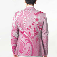 Personalised Memorial Pink Breast Cancer Awareness Blazer Plumeria Floral Tribal Pattern - Polynesian Pride