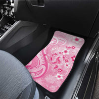 Personalised Memorial Pink Breast Cancer Awareness Car Mats Plumeria Floral Tribal Pattern - Polynesian Pride