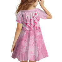 Personalised Memorial Pink Breast Cancer Awareness Family Matching Off The Shoulder Long Sleeve Dress and Hawaiian Shirt Plumeria Floral Tribal Pattern LT05 - Polynesian Pride