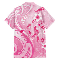 Personalised Memorial Pink Breast Cancer Awareness Family Matching Tank Maxi Dress and Hawaiian Shirt Plumeria Floral Tribal Pattern LT05 - Polynesian Pride