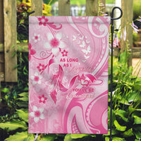 Memorial Pink Breast Cancer Awareness Garden Flag Plumeria Floral Tribal Pattern - Polynesian Pride
