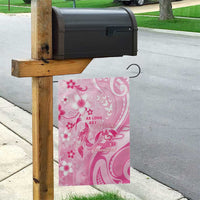 Memorial Pink Breast Cancer Awareness Garden Flag Plumeria Floral Tribal Pattern - Polynesian Pride